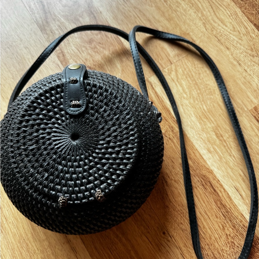 Black Woven Crossbody Bag